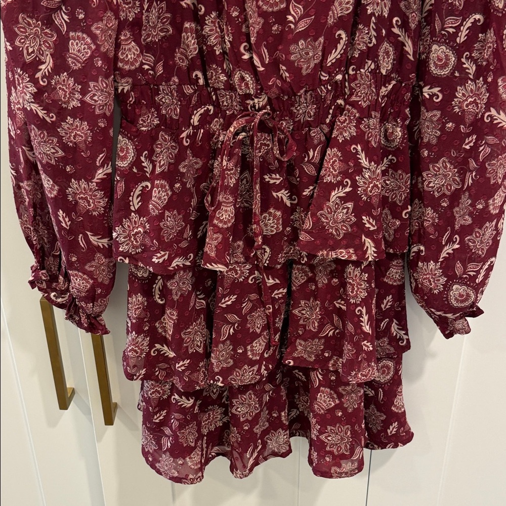 Floral Burgundy Women's Top - Picture 4 of 5